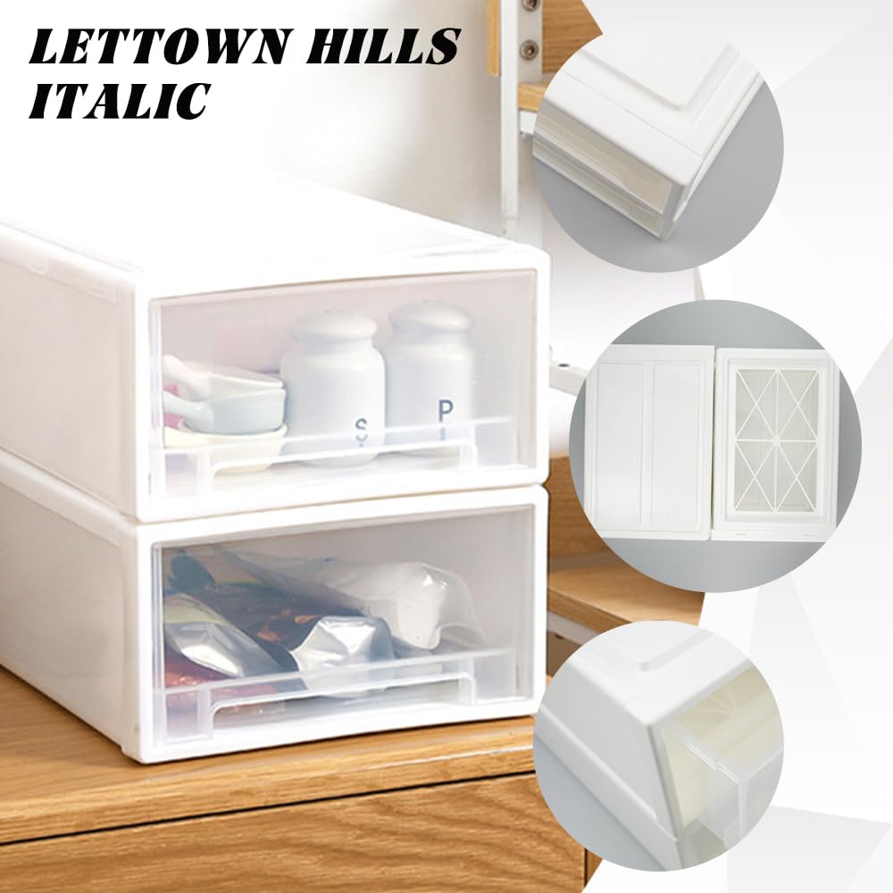 2PCS Cassetto Bianco Impilabile in Plastica - Portaoggetti Multiuso per Ufficio, Scrivania, Toeletta - Cassettiera Scatola Organizer