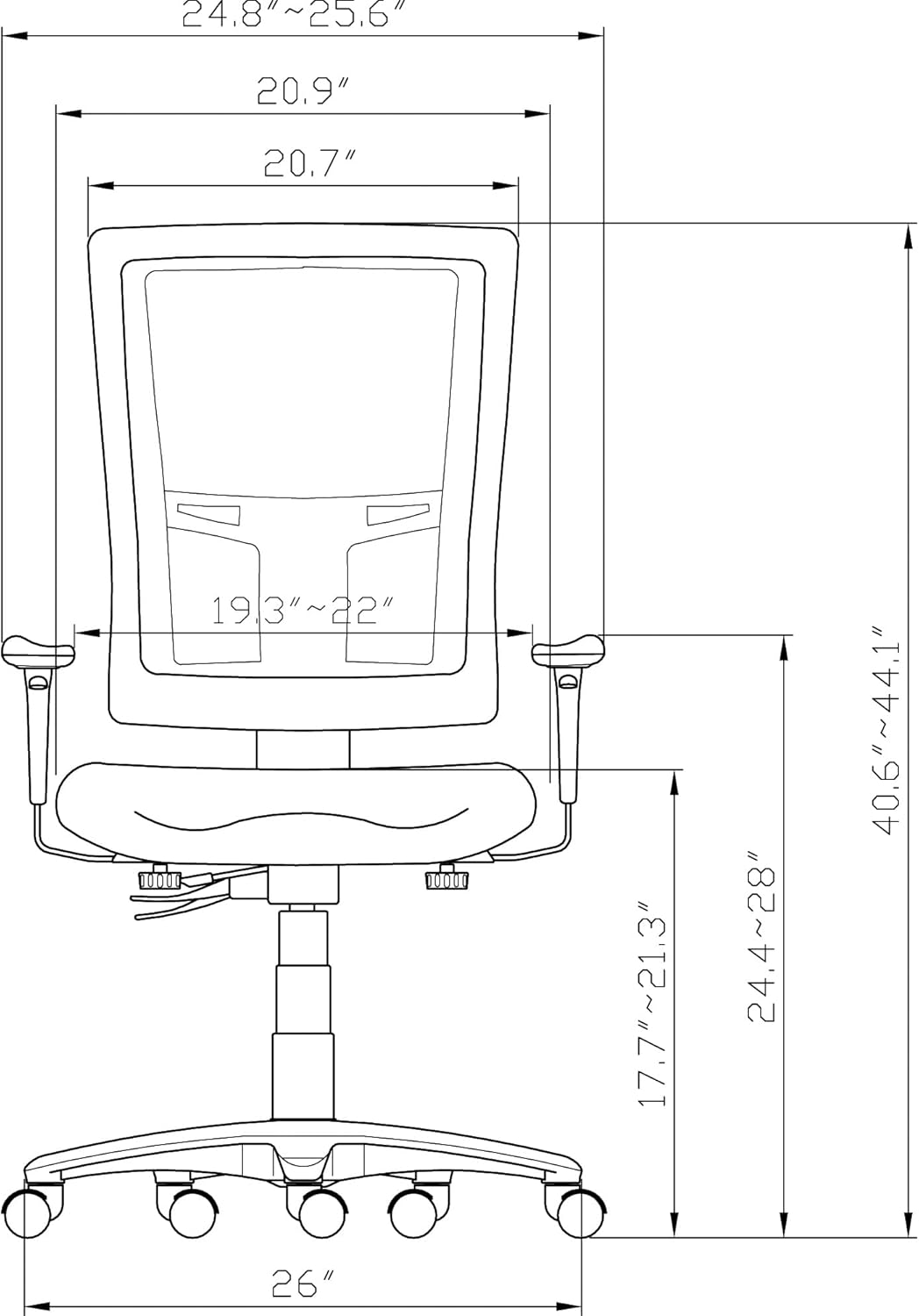 Lorell High-Back Mesh Chair, assembly view
