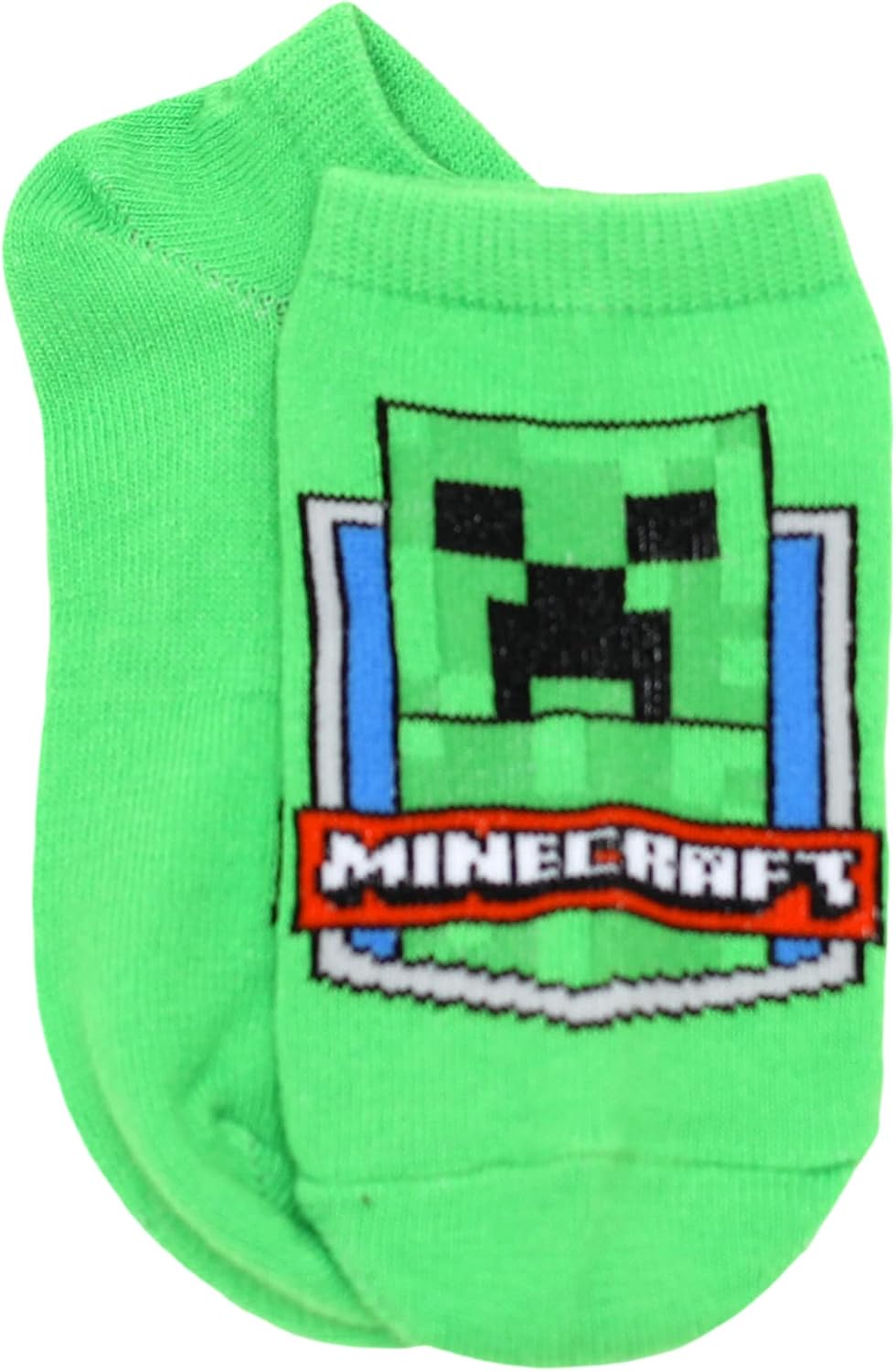 Minecraft Boy's 5 Pack Character Socks, Green/Heather, Small