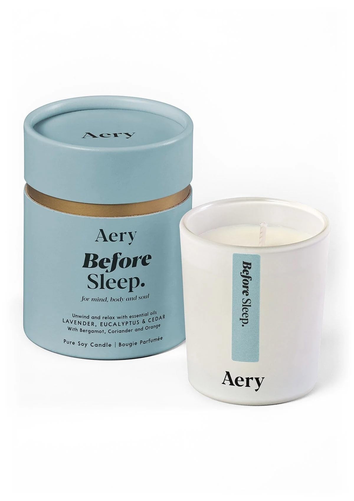 Aery Before Sleep Votive Soy Wax Candle - Lavender, Eucalyptus & Cedar with 100% Plant Based Wax & 15 Hour Burn Time