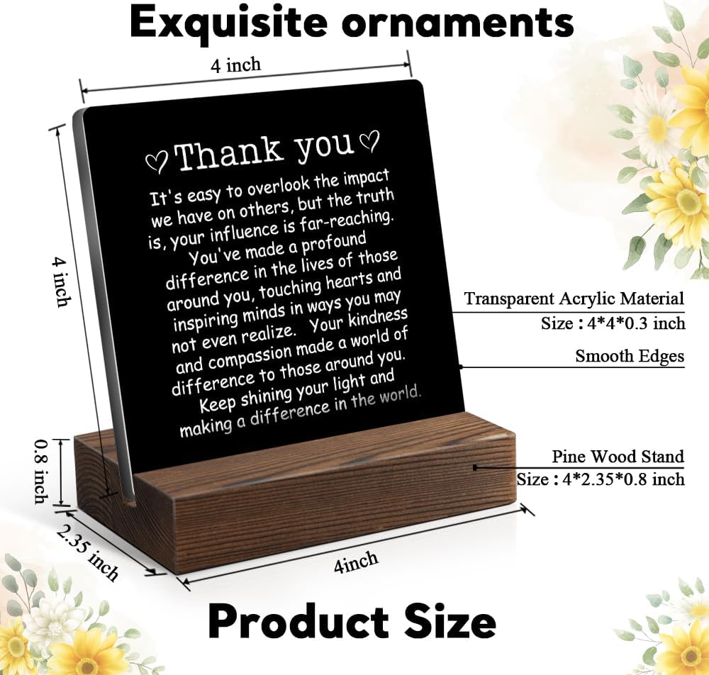 Thank You Acrylic Sign with Wooden Stand, Funny Thank You Gift for Men Women, Appreciation Gift for Boss Leader Mentor, Thanksgiving Gift for Colleague Coworker, Employee Appreciation Gift - Image 2