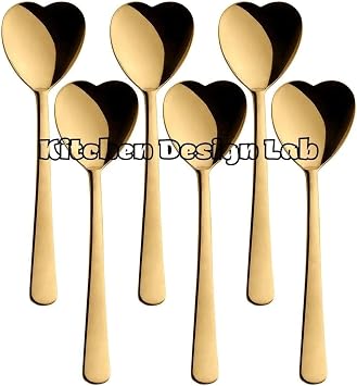 Kalp  ekilli Dondurma ve Tatl  Ka ,  elik, 6 Adet,  ok Renkli, 18 cm, Alt n Renk Kaplama