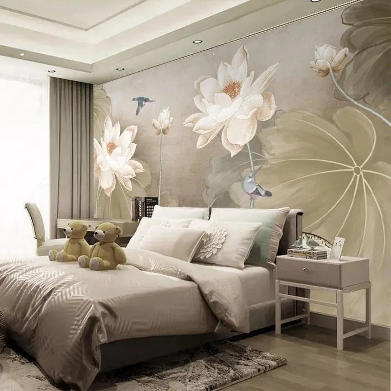 Papier peint 3d lotus revêtement mural intissé haut de gamme