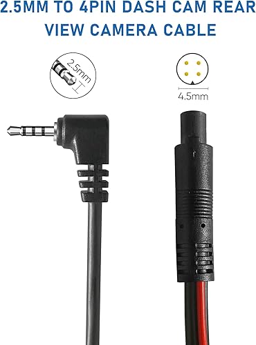 Miniatura 2 de YQMAJIM Cable de cámara de visión trasera, (50 pies 4P) de cobre puro más grueso, protector de 0.098 in a 4 pines, cable de extensión de cámara