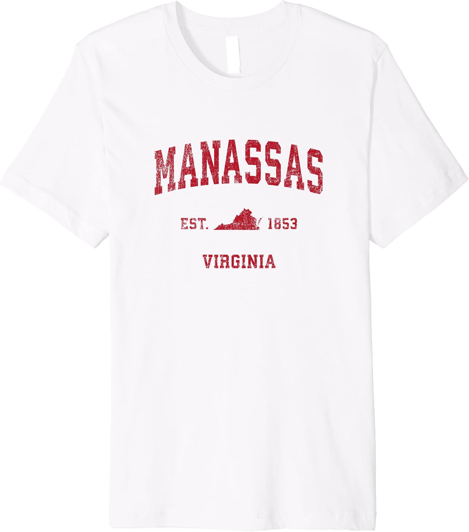Mens Manassas Virginia VA Vintage Sports Design Red Print Premium T-Shirt