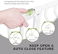 Vista 8 de Puertas para bebés con puerta para gatos, cierre automático de 29.5 a 48.4 pulgadas, puerta de metal de seguridad para mascotas, para puerta