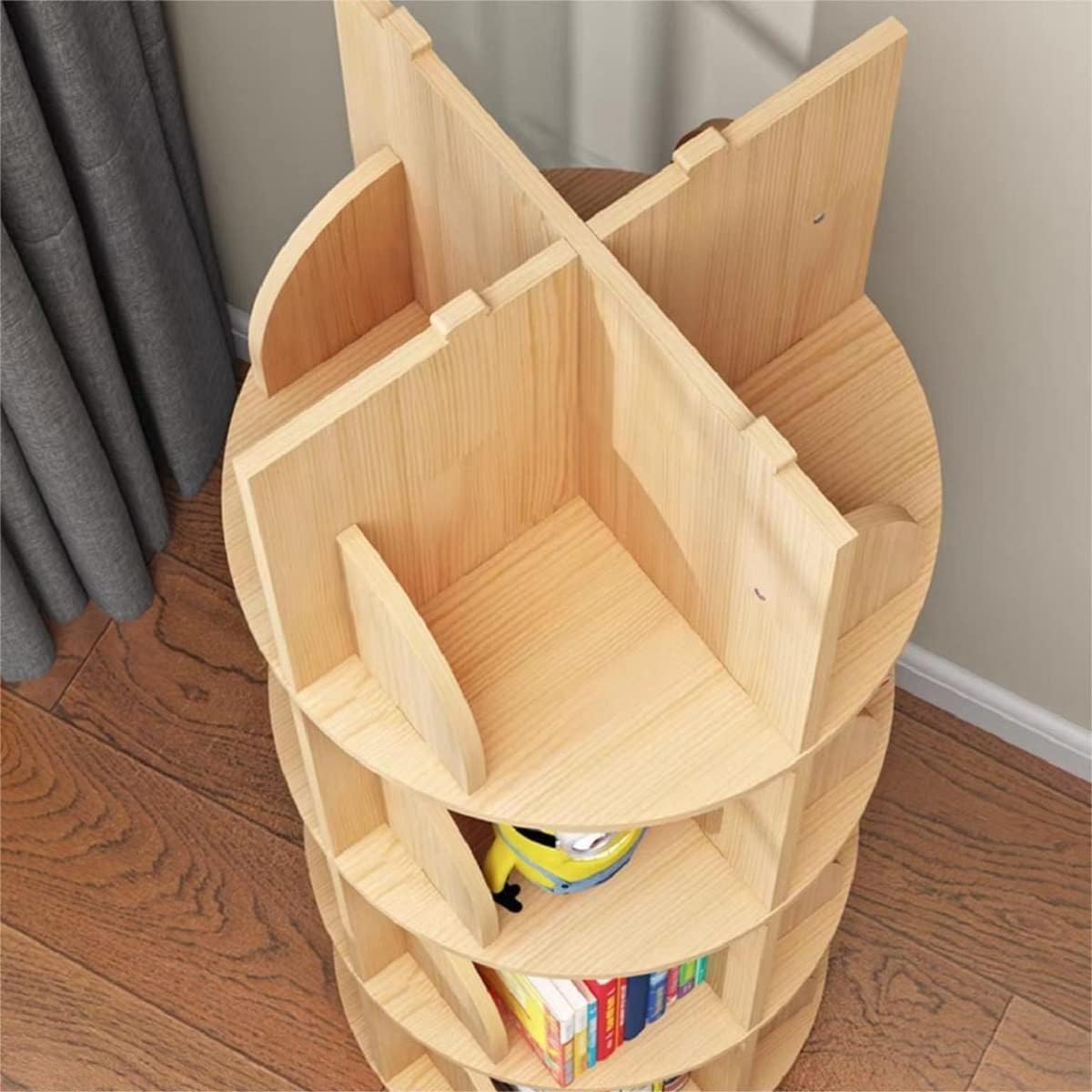 Gdrasuya10 3 Tier Rotating Bookshelf with Legs, Revolving Bookcase Floor Standing Book Shelf 360 Display Bookcase Round Bookshelf Corner Book Shelf Easy Assemble for Bedroom