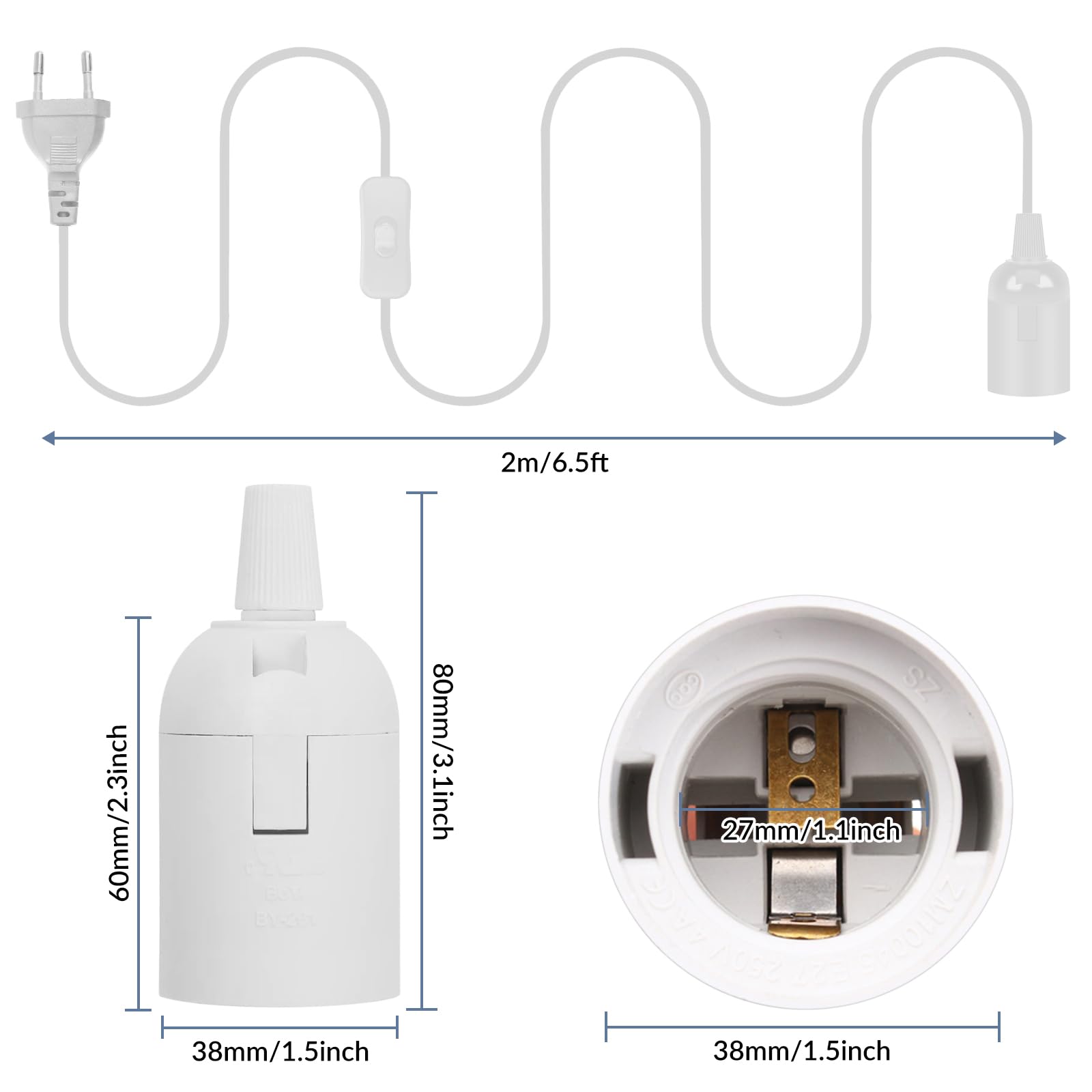E27 LED-Lampenfassung, E27 Keramikfassung und Kunststoffsockel, E27 E27 LED-Lampenfassung, E27 Keramikfassung und Kunststoffsockel, E27