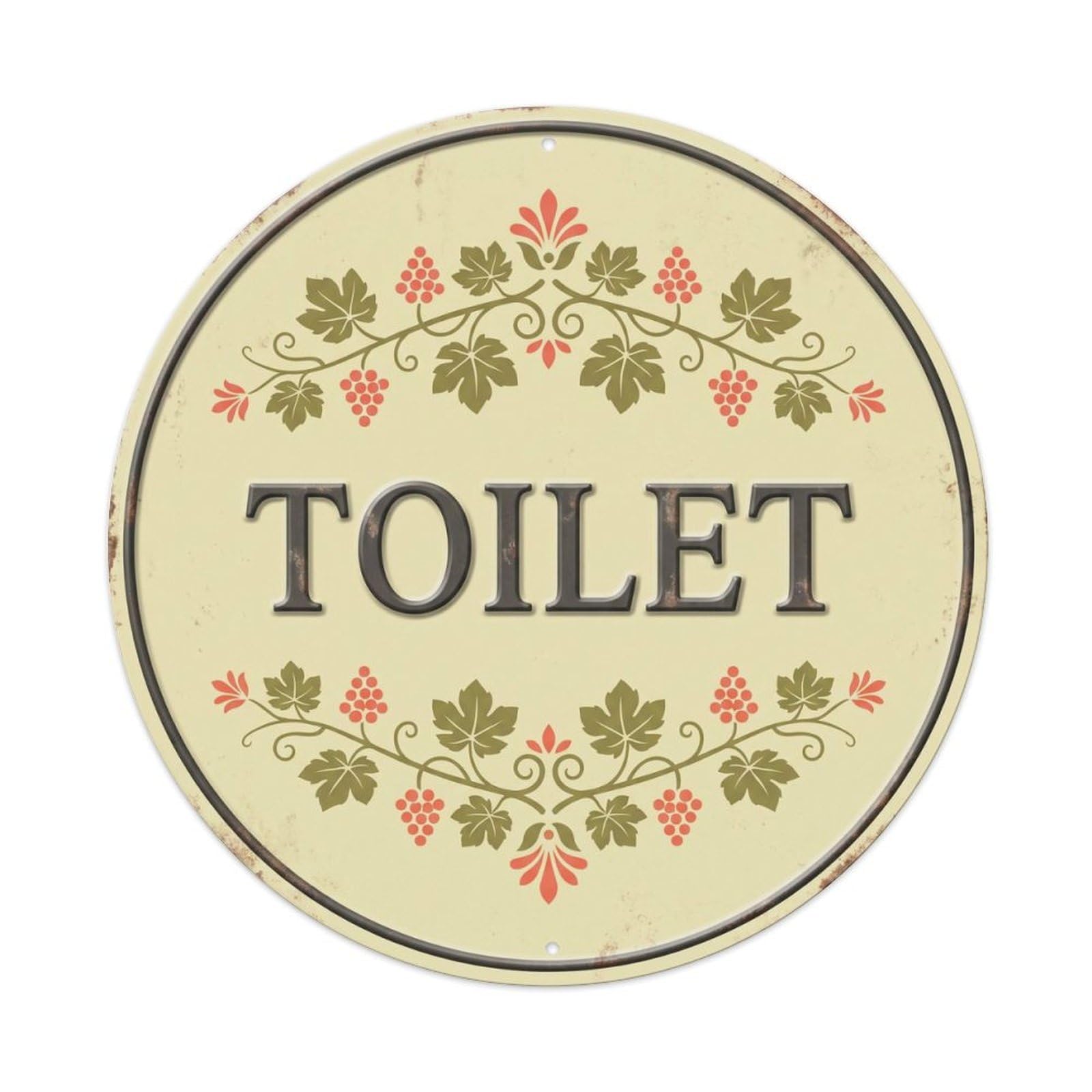 Okahys 8X8inch(20X20cm) Toilet(Wc) Signage Grapevine Vintage Metal Tin Sign