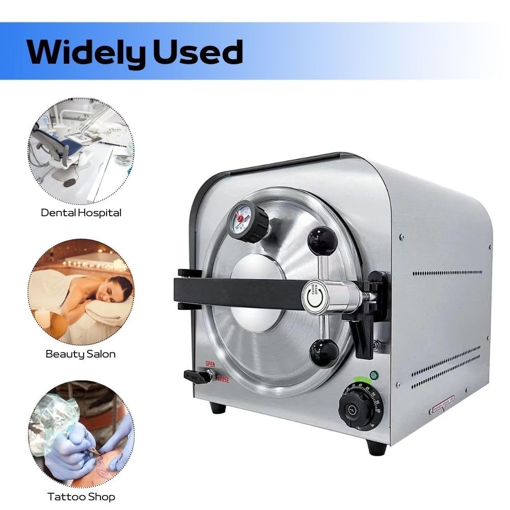 Esterilizador de vapor de alta potencia para uso dental y de laboratorio con temporizador y pantalla LED