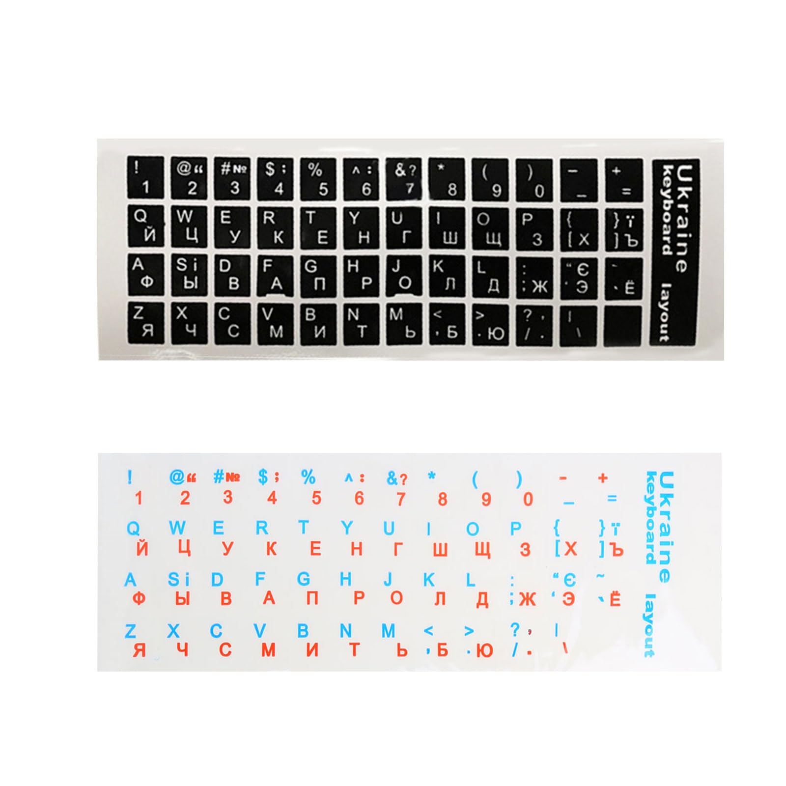 Suchuanguang A# Ukrainian Keyboard Stickers Ukraine Black/Transparent Background With White/Color Lettering For Computer Keyboard Keys