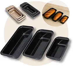 Kit 3 Formas para Assar Pão e Bolo, Assadeiras Antiaderentes – Tamanhos Diferentes – Fácil de Desenformar e Limpar, Ideal para Pães e Bolo — Revestimento Antiaderente — PREMIUM LOREAL SHOP