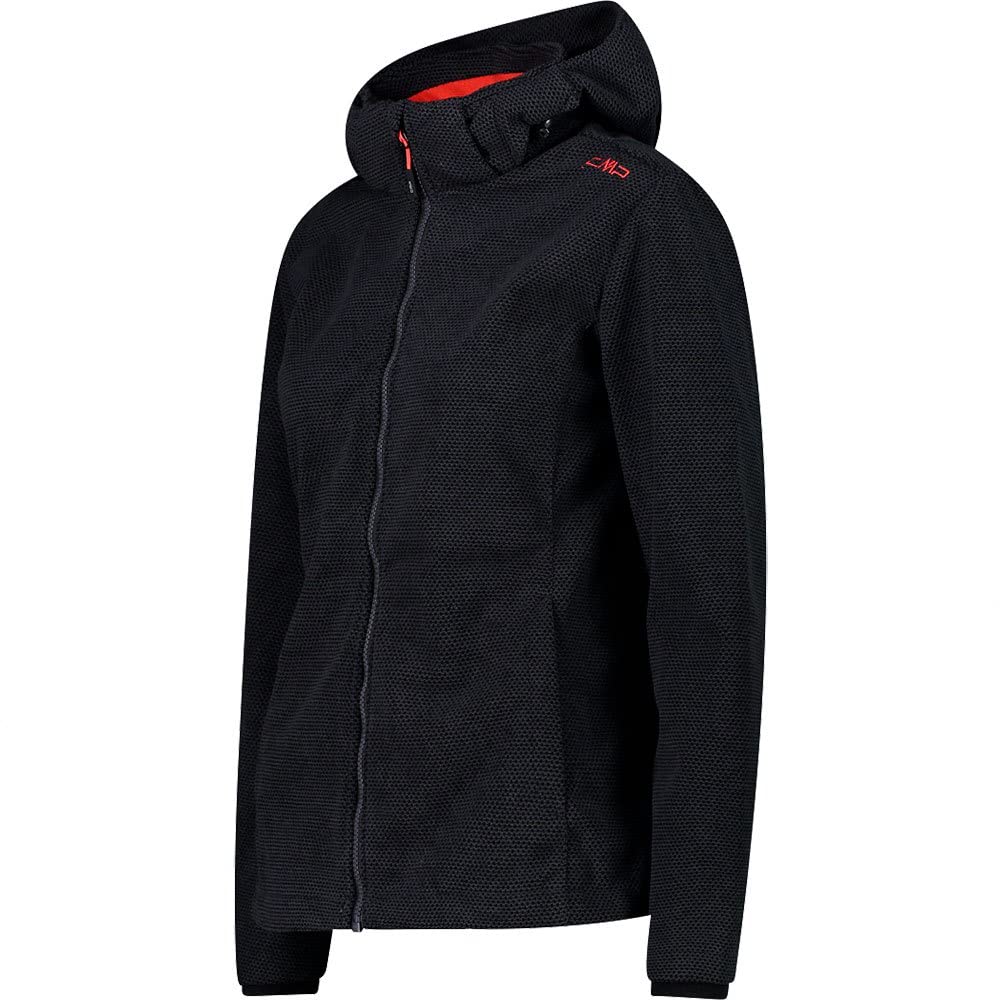 CMP - Woman Jacket Zip Hood, Woman, Titanio-Nero-Campari, 44