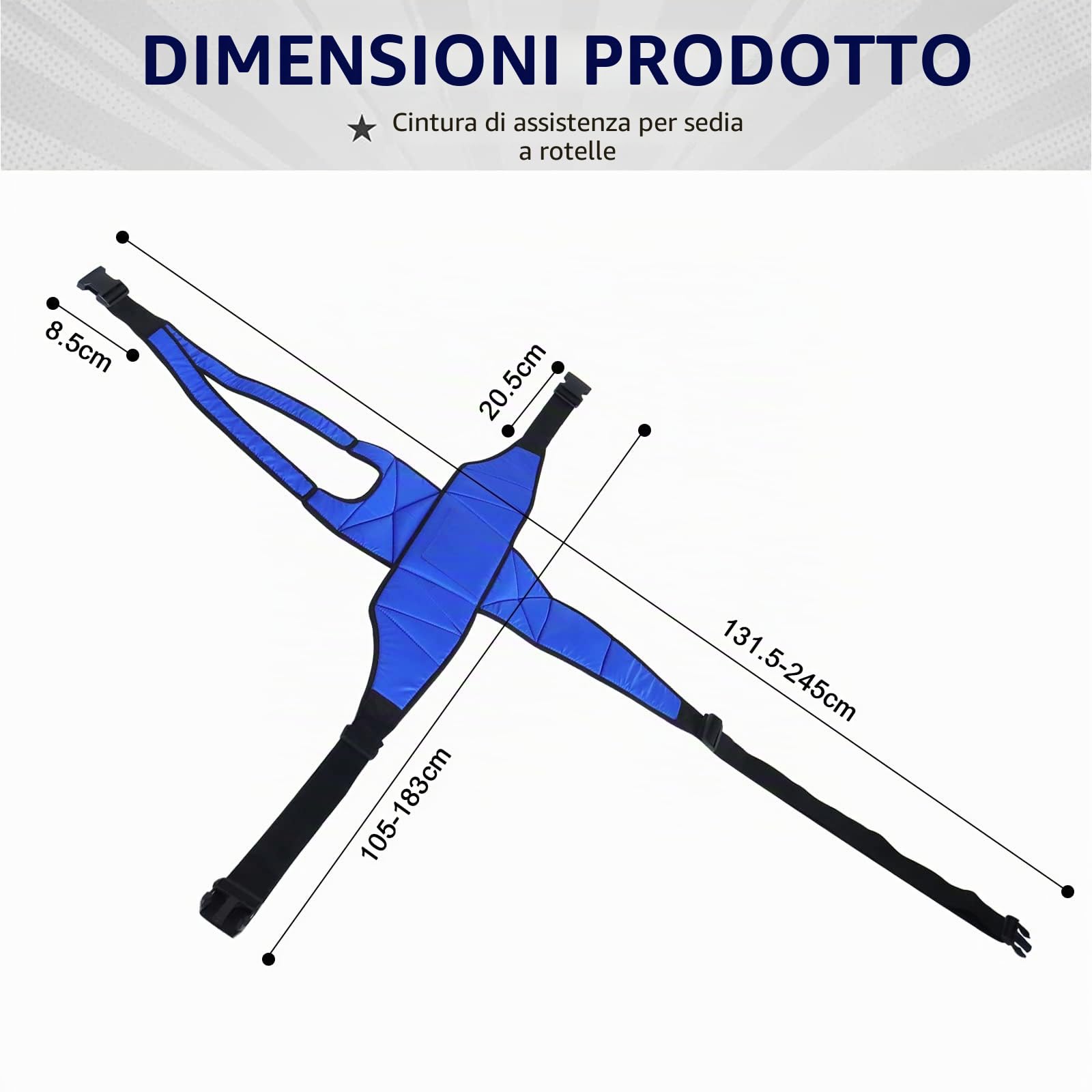 [LOSCHEN] Cintura per sedia a rotelle, antiscivolo, traspirante, accessorio per sedia a rotelle contro il ribaltamento, adatta per anziani e pazienti con mobilità ridotta (blu)