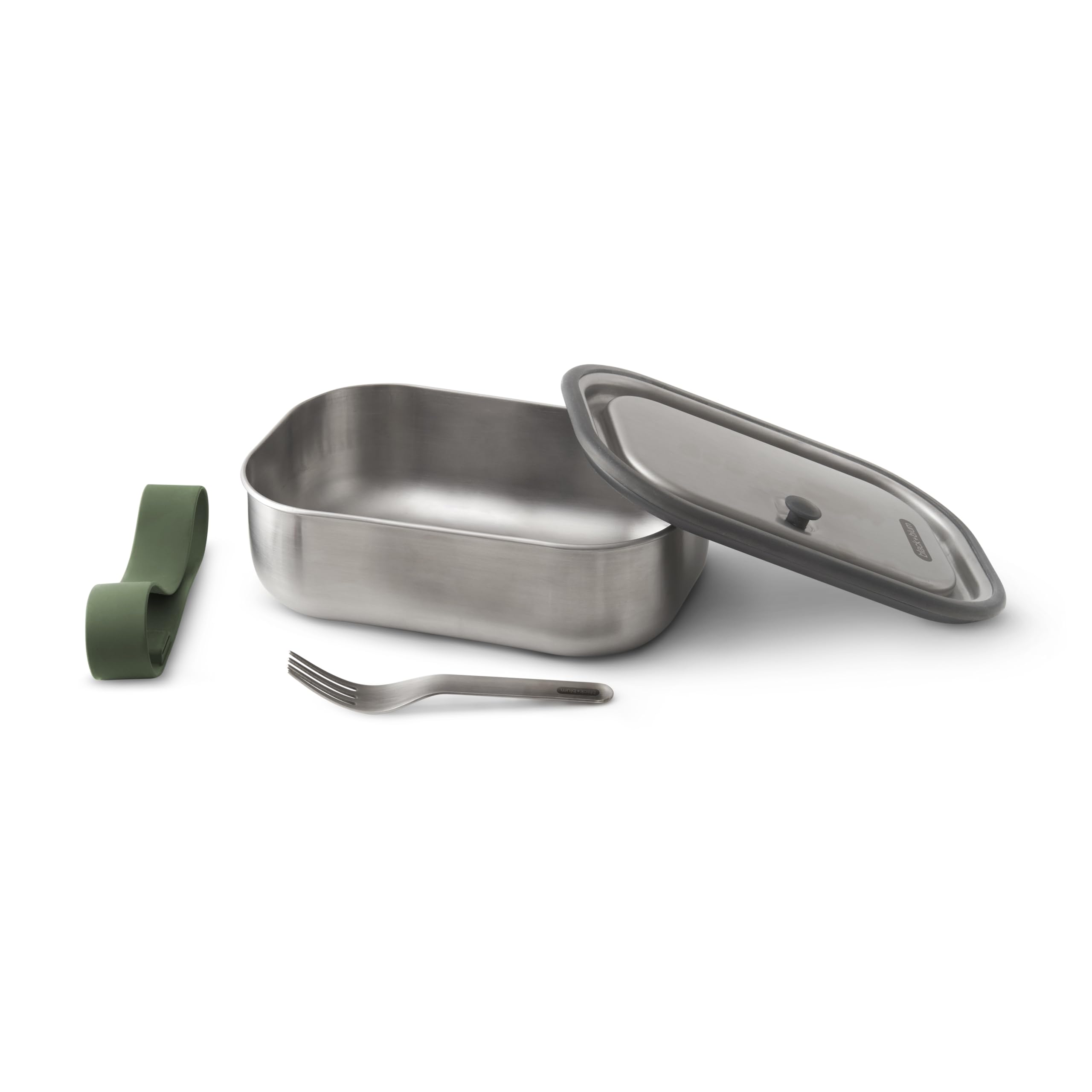 BLACK + BLUM Lunch Box Inox | Étanche | 600 ml | Olive | Hermétique, Fourchette Incluse, Four & Congélateur, Lave-Vaisselle, Repas & Bureau
