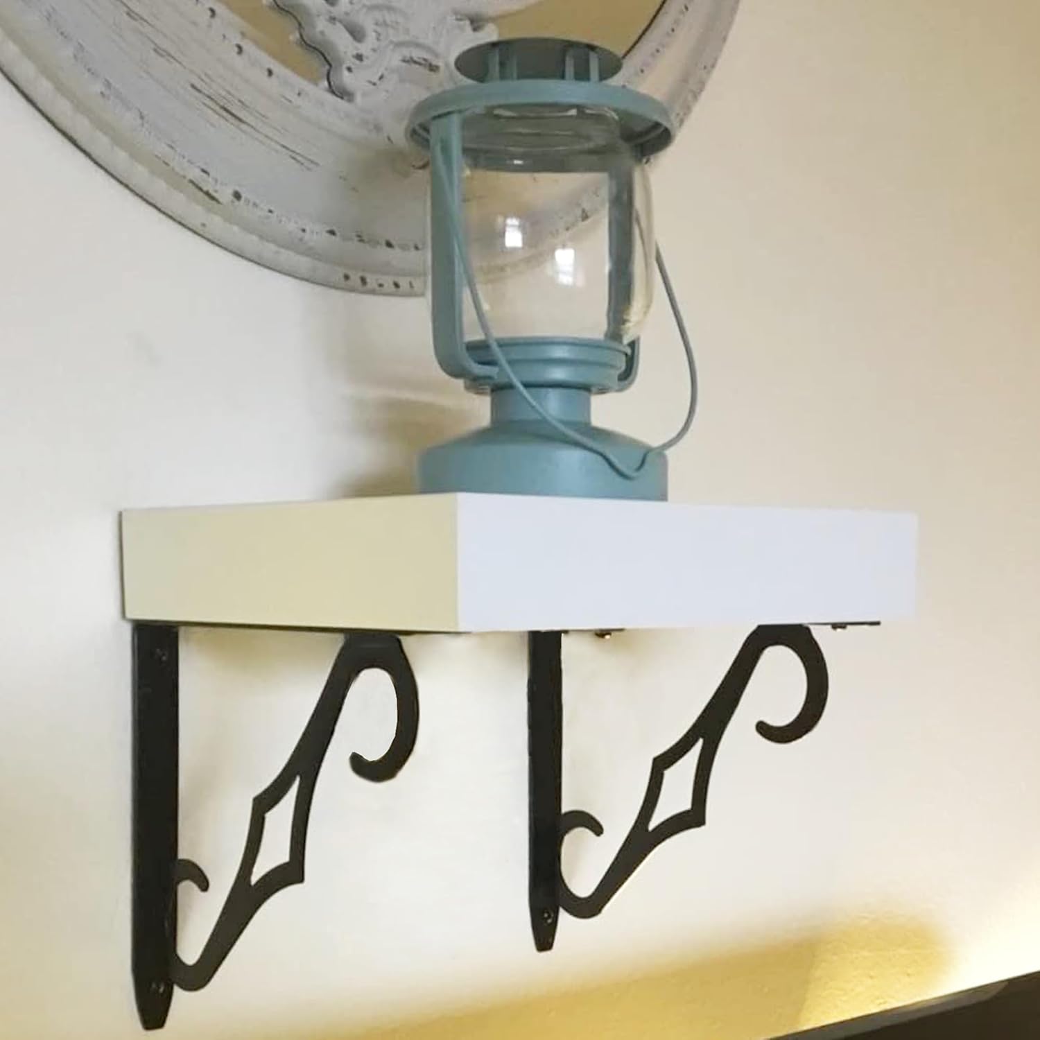 HOME MASTER HARDWARE Decorative Shelf Brackets10 inch,Black Shelf Bracket,Heavy Duty Metal Shelf Brackets & Supports,4 Pack Rustic Iron L Shape Corner Brace Shelving Brackets with Screws