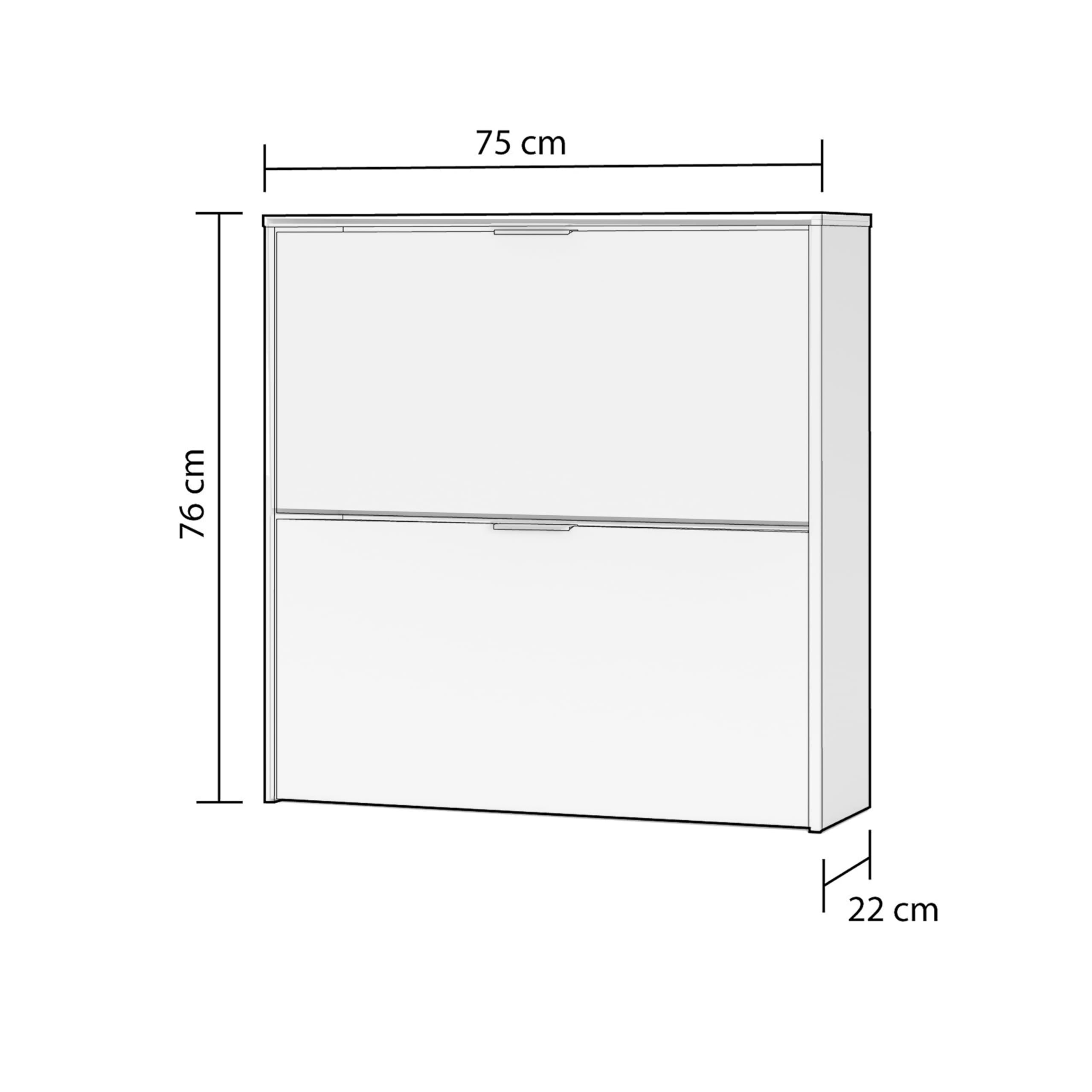 duehome | Zapatero 2 Puertas, Mueble Zapatero Estrecho, Modelo Nubo, Acabado en Color Blanco, Medidas: 75 cm (Ancho) x 76 cm (Alto) x 22 cm (Fondo)