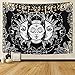 LOMOHOO Chusta na ścianę, dywan ścienny, motyw słońca i księżyca, psychodeliczna tapiseria, czarny i biały, ozdoba na ścianę, styl boho, mandala, ręcznik na plażę, 148 x 200 cm