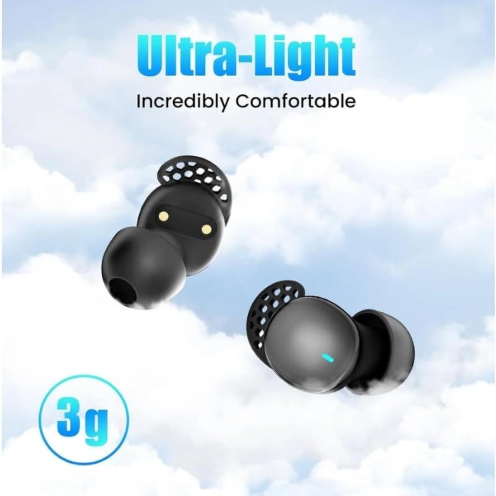 Écouteurs de sommeil, design ultra-léger de 3 g, batterie de 30 heures avec charge rapide, pour un sommeil confortable et une utilisation toute la journée