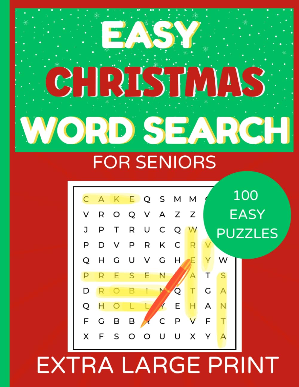 Easy Christmas Word Search For Seniors: Large Print Word Search Puzzles for Seniors with Alzheimers, Dementia or Partial Sight Loss