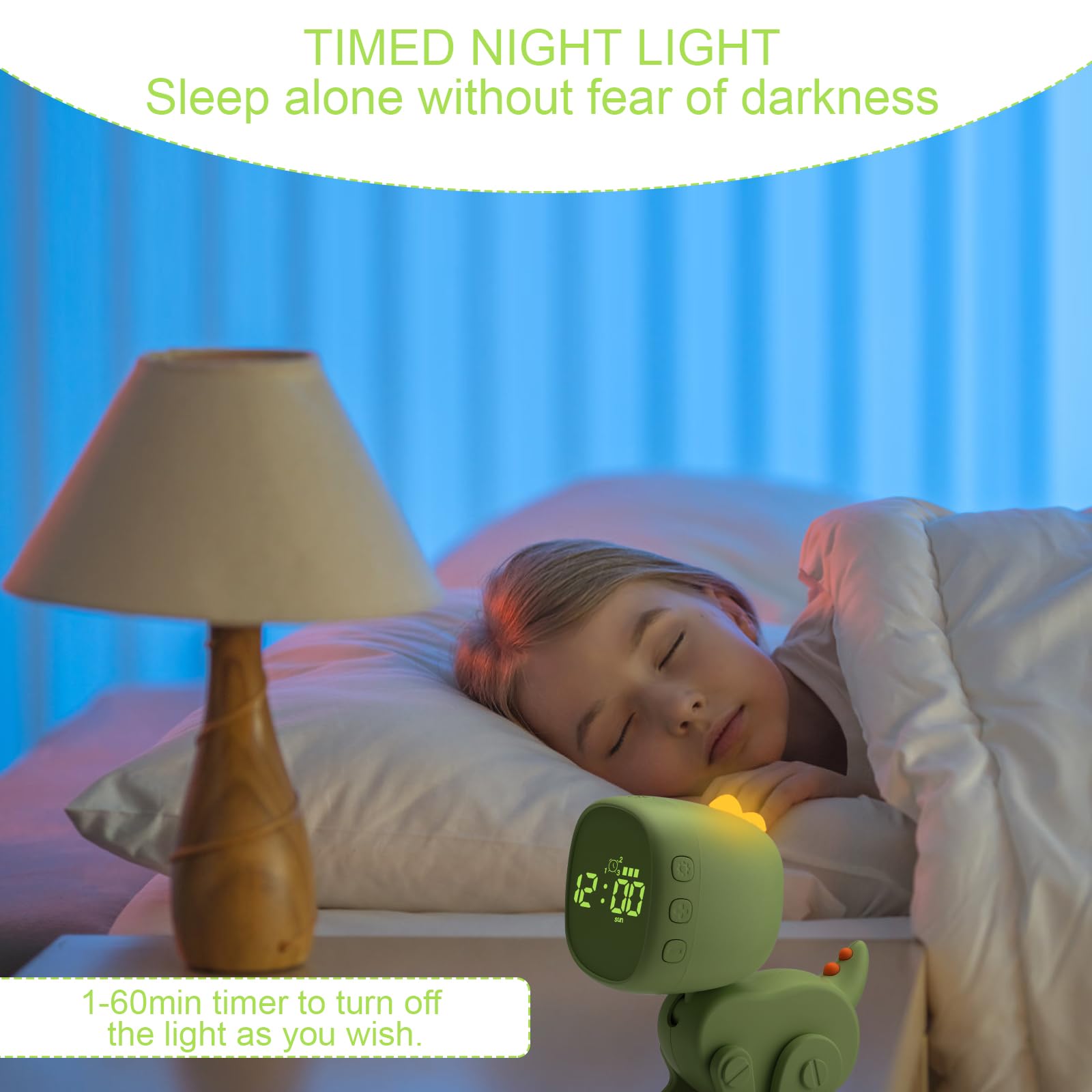 BRISKORE Despertador digital para niños sin tictac, despertador infantil, alarma infantil, reloj despertador con forma variable, repetición, temporizador nocturno, 6 despertadores, brillo y volumen