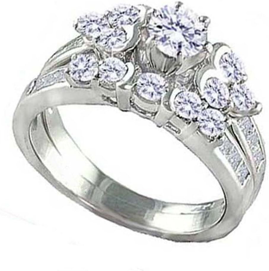 Dazzlingrock Collection 1.25 Ctw Round Cut Natural Diamond Women Bridal Engagement Ring Set 1 1/4 CT,White Real Solid Gold