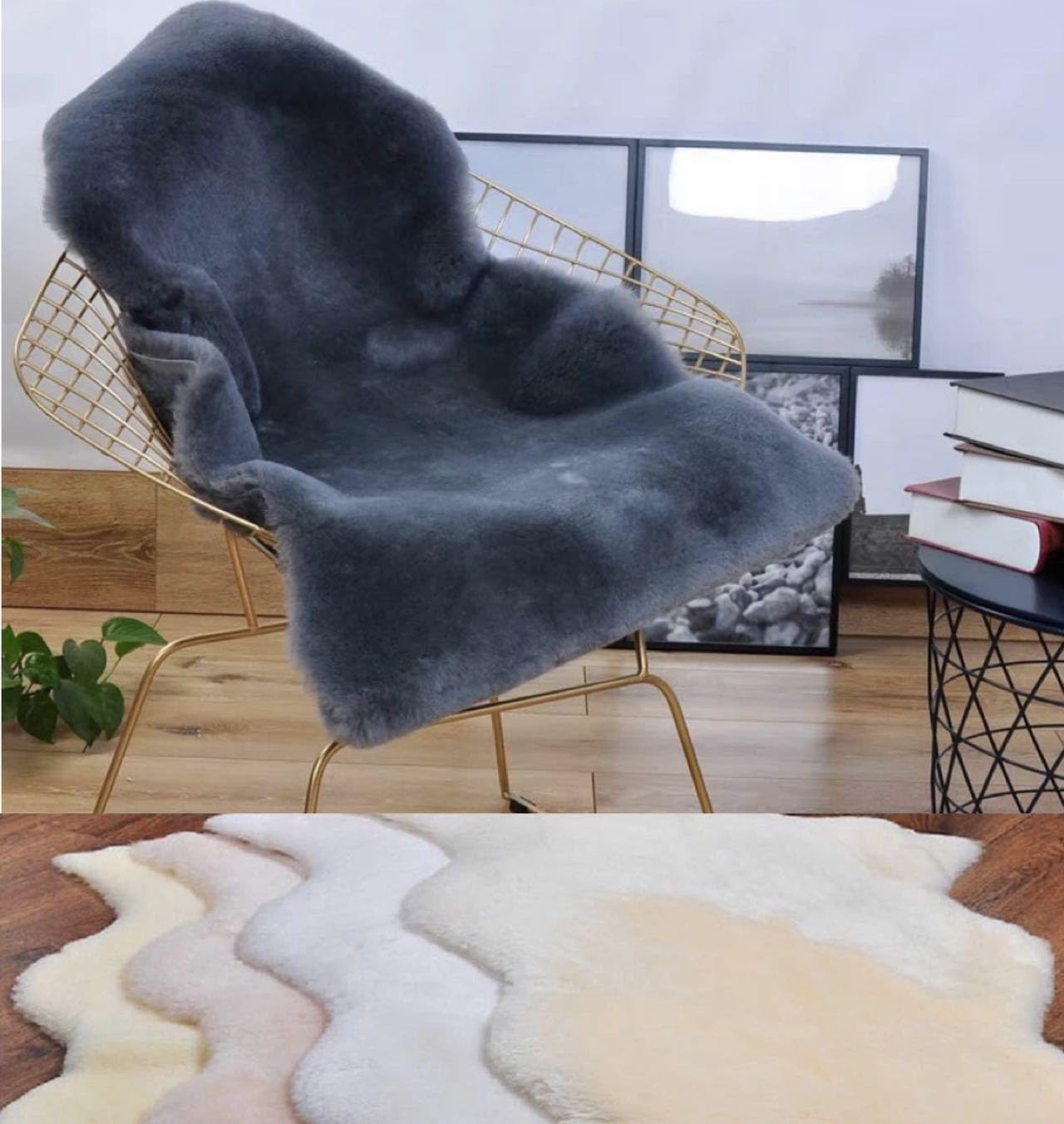 超大判ラビット尻あて 腰当 ウサギ毛皮敷物 登山 キャンプ スキー