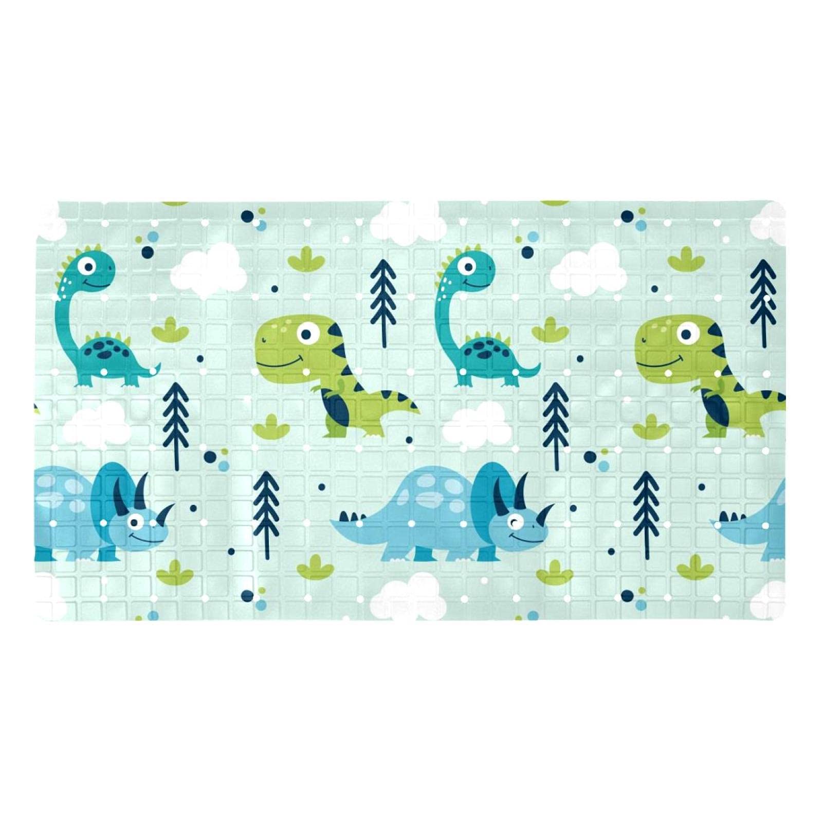 Tapis de baignoire antidérapant dinosaure bleu pour le bain sécurisé des enfants