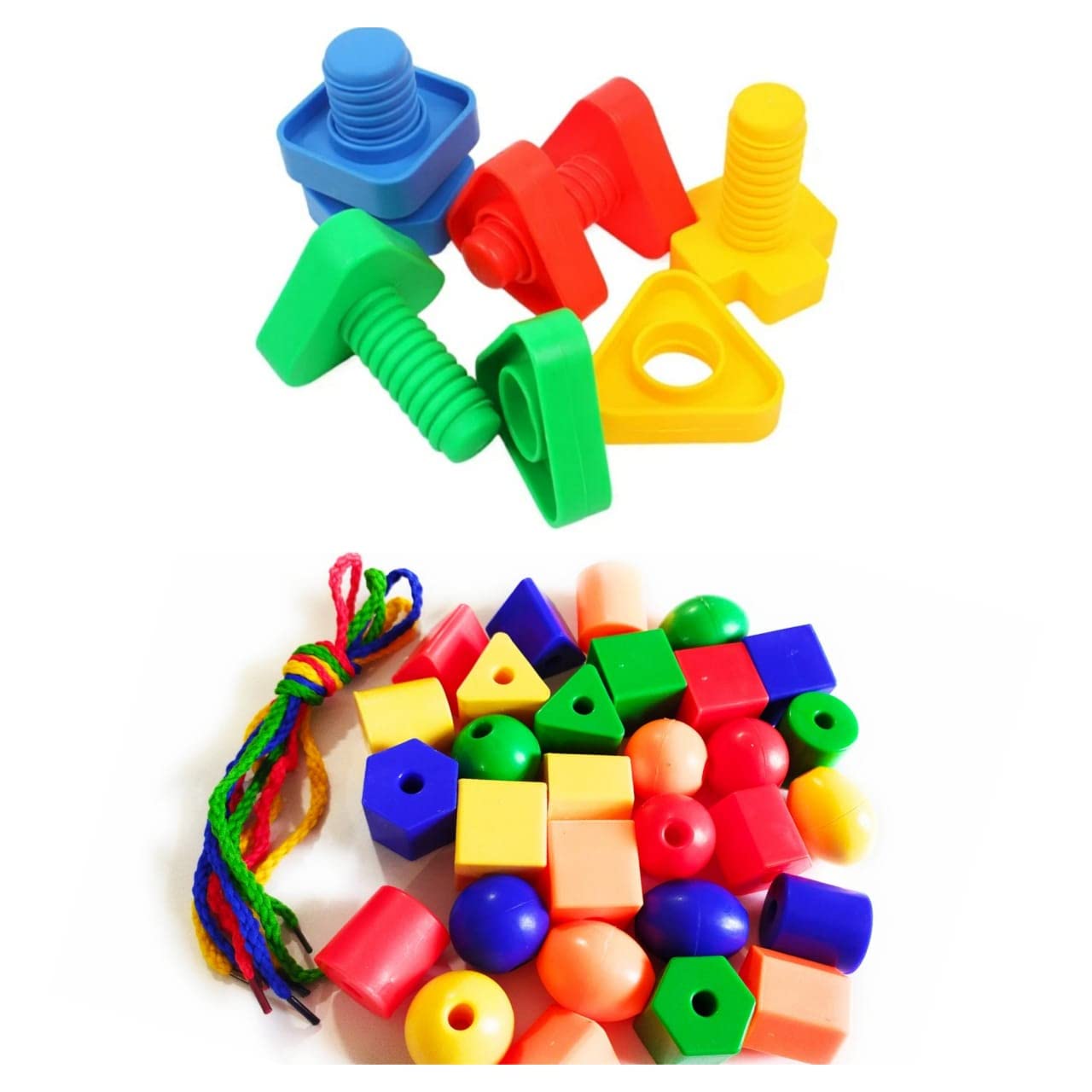 The Turtle Beads Play Large (30pcs Four Threads) and Nuts Bolts Jumbo (32pcs) Combo for Kids //Block Construction Activity Toy (B08QTSKSZM) Amazon Price History, Amazon Price Tracker