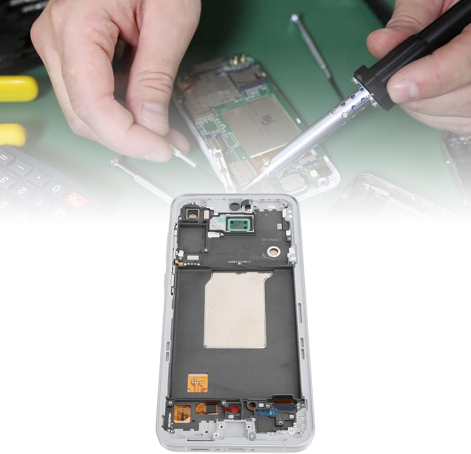 A55 5G Screen Replacement Kit with Frame and Repair Tools, TFT Touch Display Digitizer Screen Touch Assembly Replacement (Silver)