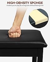 Vista 6 de STRICH Banco de piano con almacenamiento, banco de teclado de madera maciza, taburete con cojín acolchado, color negro