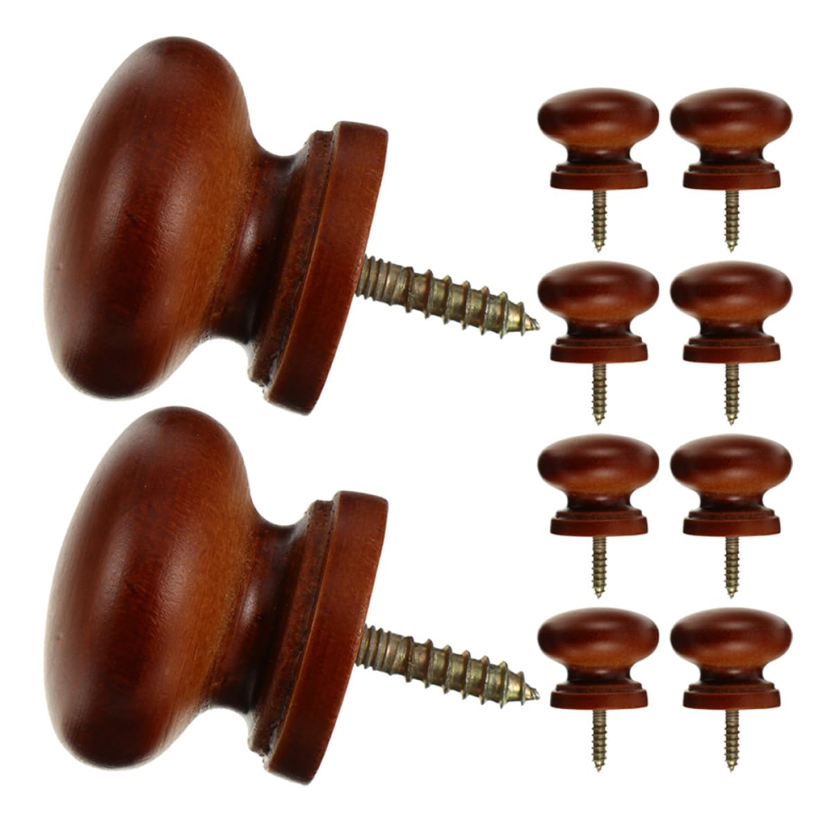 Tiradores de madera redondos SOLUSTRE, juego de 10 pomos autorroscantes para muebles de cocina