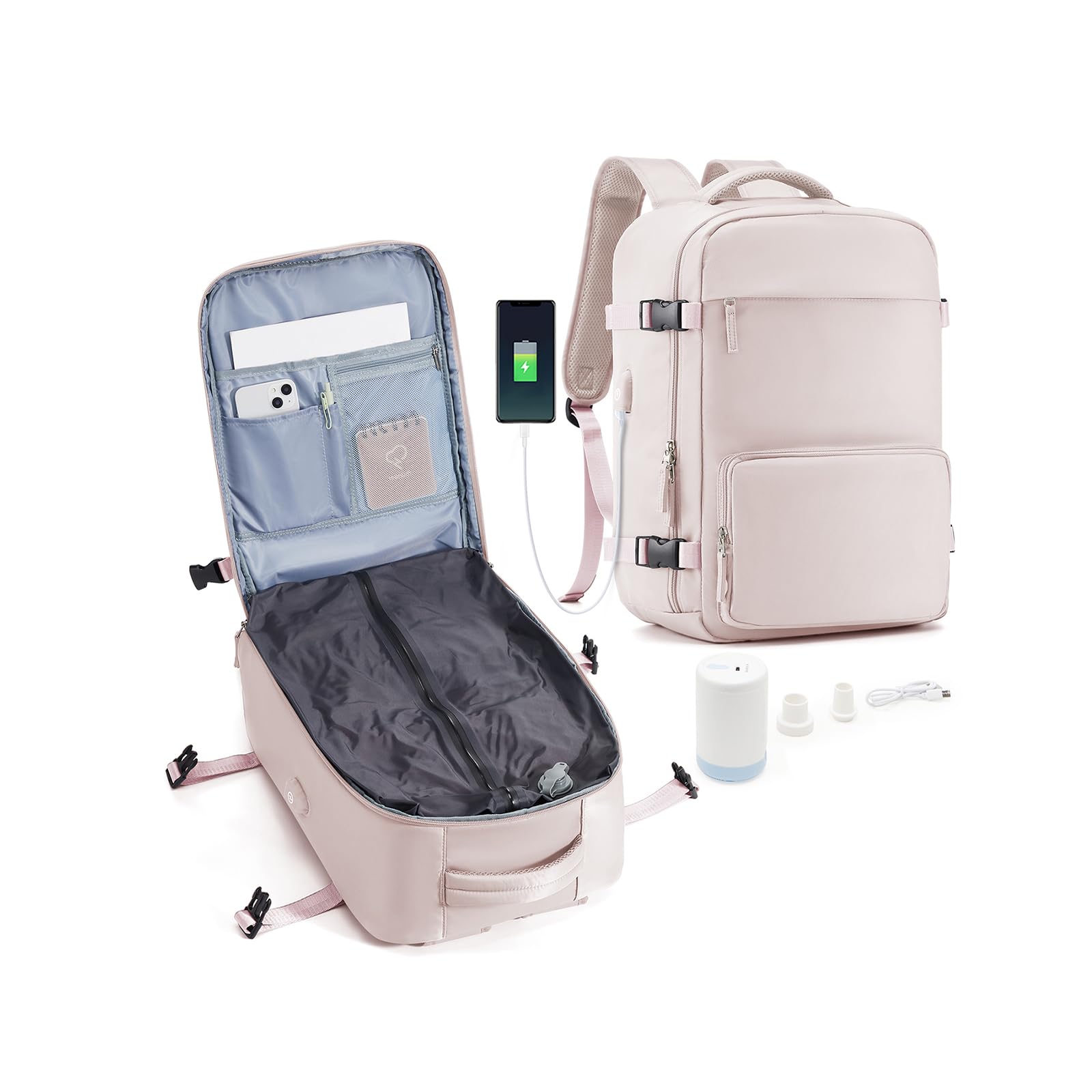 suradar Vacuum Travel Backpack with Pump Vacuum Compression Seal Vacpack Air Backack Laptop Backpack for Women Men Carry on Backpack Personal Item