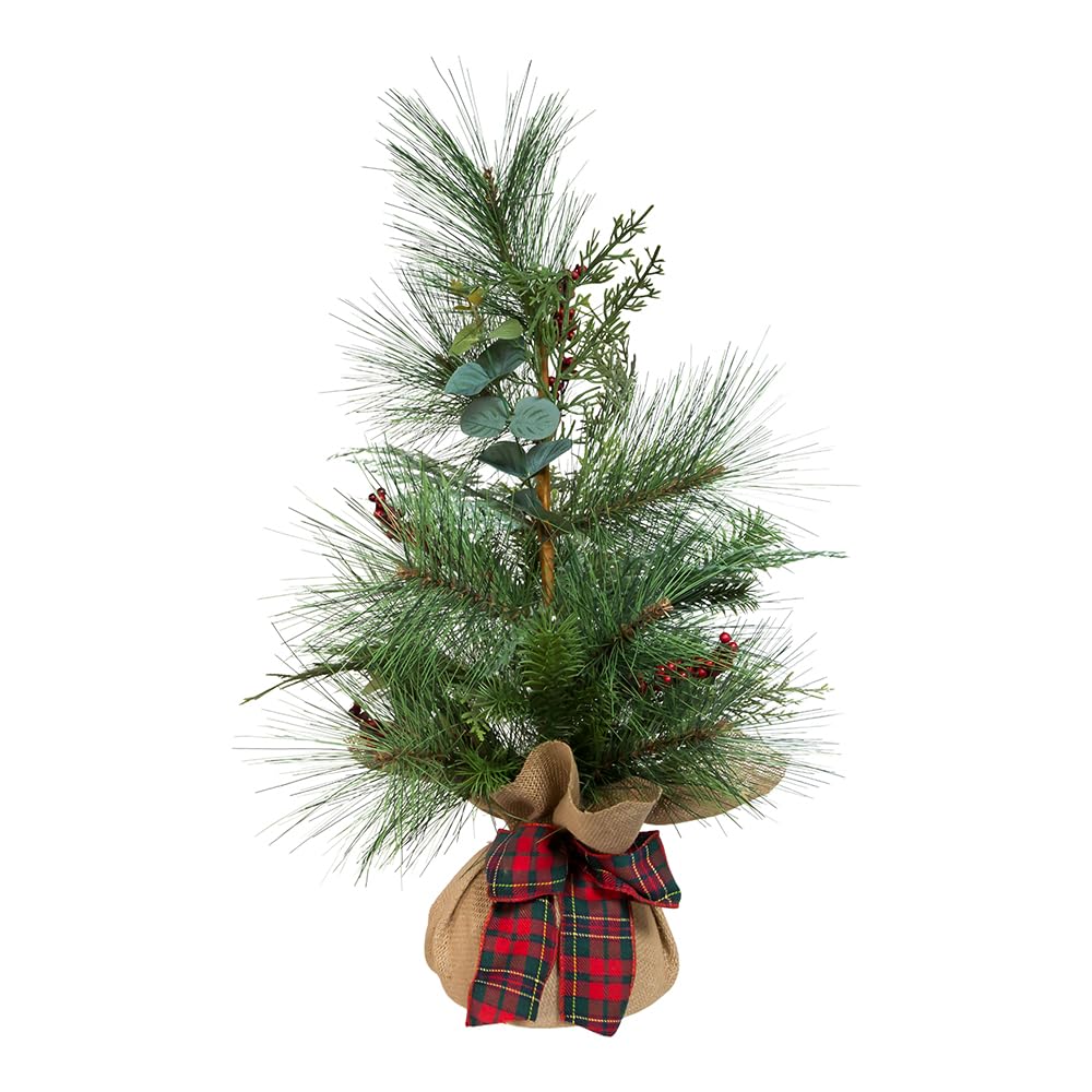 Árbol de arpillera verde Kurt S. Adler de 24 pulgadas con acabado artesanal exclusivo