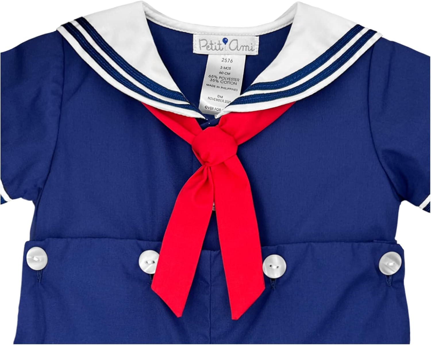 Petit Ami Baby Boys’ 2 Piece Nautical Bobby Suit with Collar