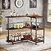 Tribesigns L-Shaped Home Bar Unit, 3 Tier Liquor Table With Storage Shelves and Wine Glasses Holder, Industrial Corner Wine Cabinet Mini Bar for Home Kitchen Pub, Rustic Brown
