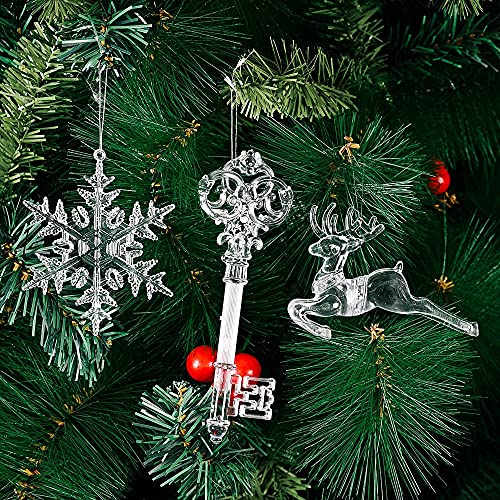 ZAW Adornos de árbol de Navidad: 4 piezas transparentes de ciervo 3