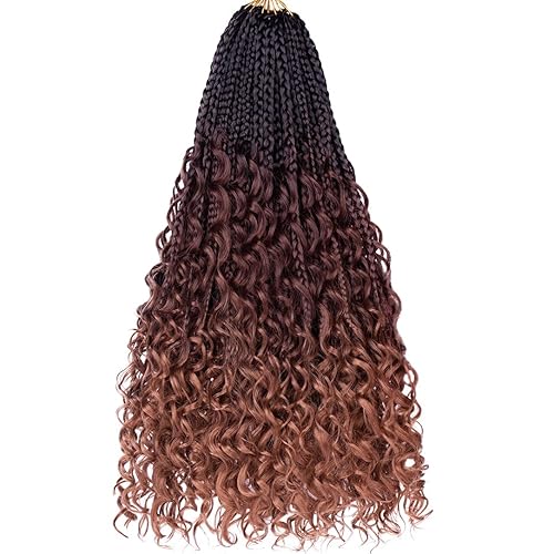 Miniatura 38 de Beverlee Trenzas de Caja Bohemias de 14 Pulgadas 8 Paquetes Trenzas de Caja Goddess Cabello de Ganchillo Trenzas Bohemias Hippie Cabello