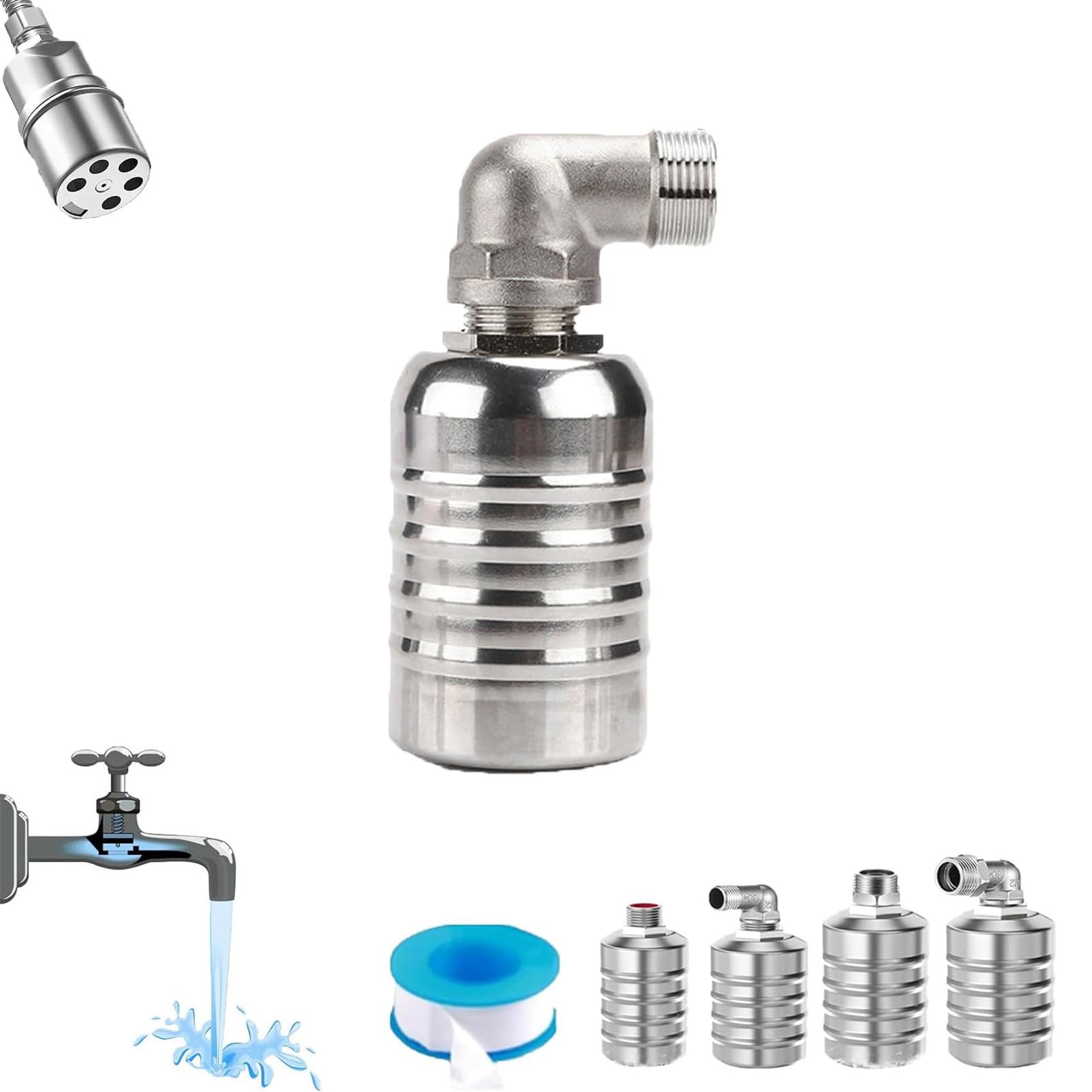 vlrbfl Scomeri 304 Stainless Steel Automatic Water Level Control Floating Valve, 3/4'' Side Water Intake, Silver, Float Valve, Water-Level-Control-Valves