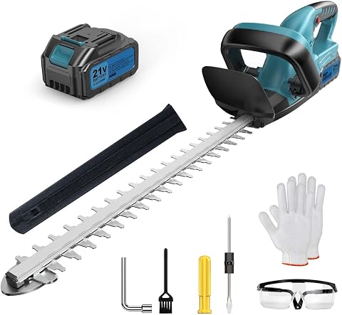 Tagliasiepi a Batteria 21V Brushless con Batteria 3.0Ah & Caricabatterie – Potenza 500W, 3000 giri/min, Lama 530mm & Spessore Taglio 20mm | Tagliasiepi Professionale per Rami Grossi