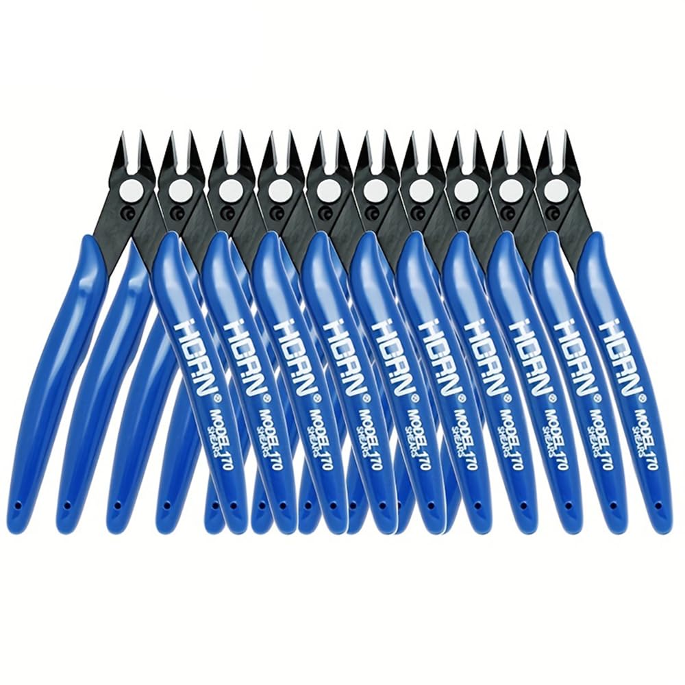 Micro Wire Cutters with Spring, 5 inch Precision Electrical Cable Cutter Cutting Plier Side Snips Flush Cutter Pliers Tool for Coil Making, Home DIY Jewelry Soft Grip Slip Handles (10 PCS)