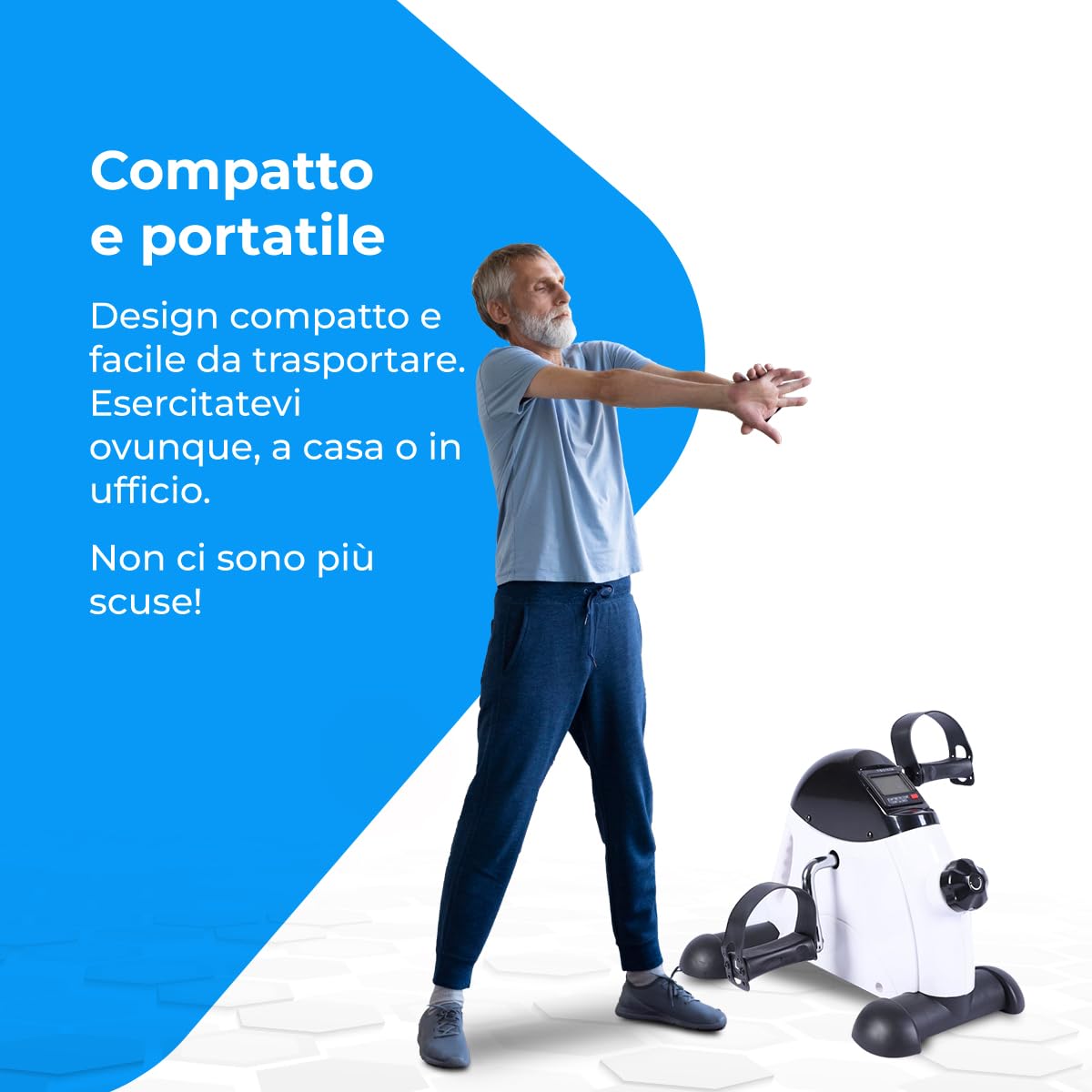 NK Pedali statici, Esercitatore a Pedale per Allenamento di Braccio e Gambe, Livelli di Resistenza Regolabili, Display LCD