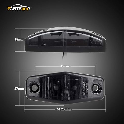 Miniatura 6 de Partsam 4 luces de color ámbar + 2 luces laterales ahumadas universales rojas para remolque, montaje en superficie, 2 diodos, mini luces LED