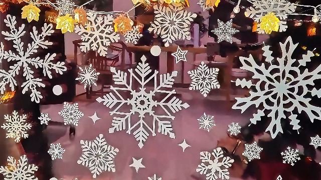 Adesivo statico rimovibile in PVC di Natale Adesivi per finestre di alce di Babbo Natale Abbellisci le decalcomanie da muro con fiocchi di neve Festa di Capodanno Vestire in vetro