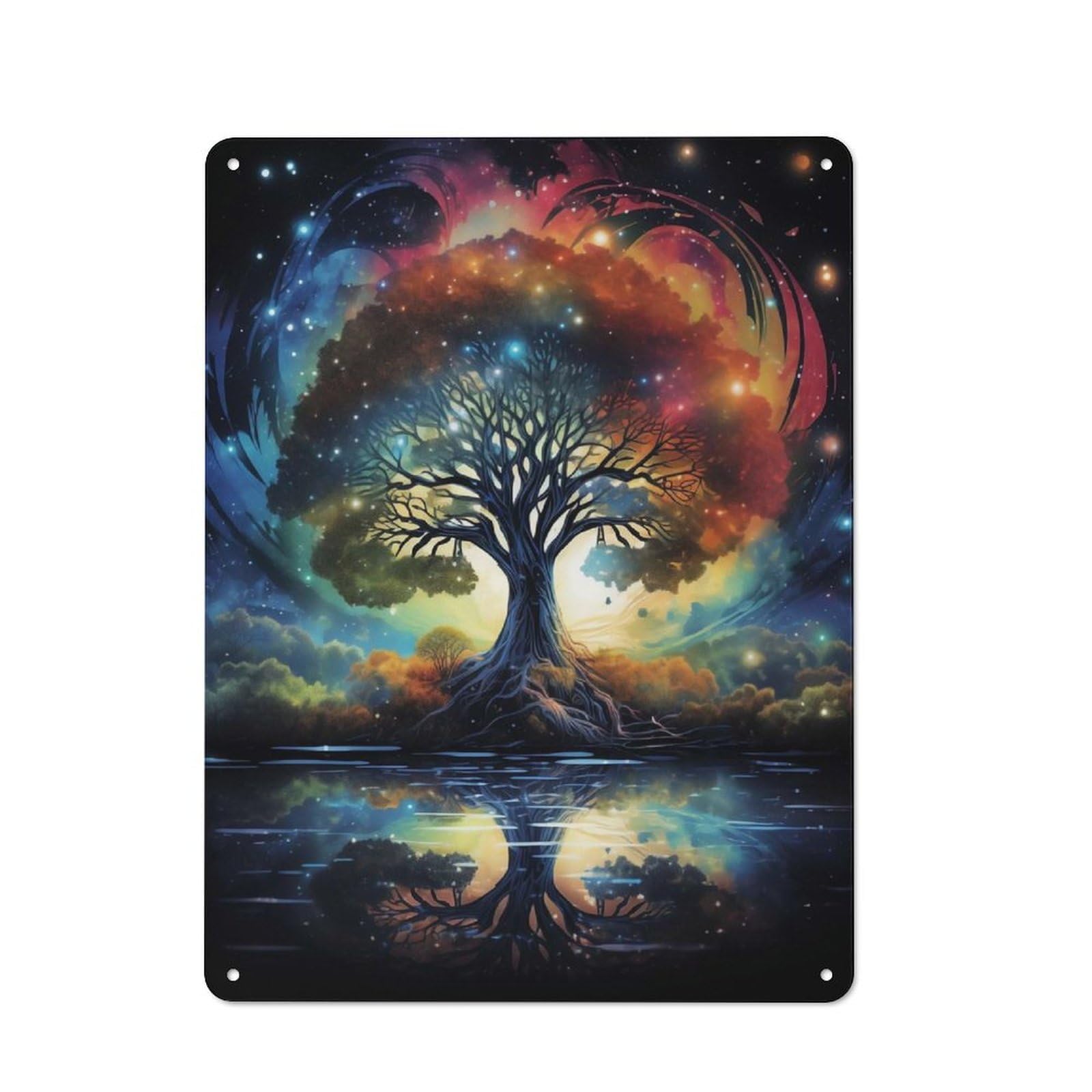 Junmoney Style-14 Workshop Style Space Of Tree Decorative Metal Plaque 40X30cm, Shed Wall Plaque For Tool Room, Garage, Studio Or Home Bar