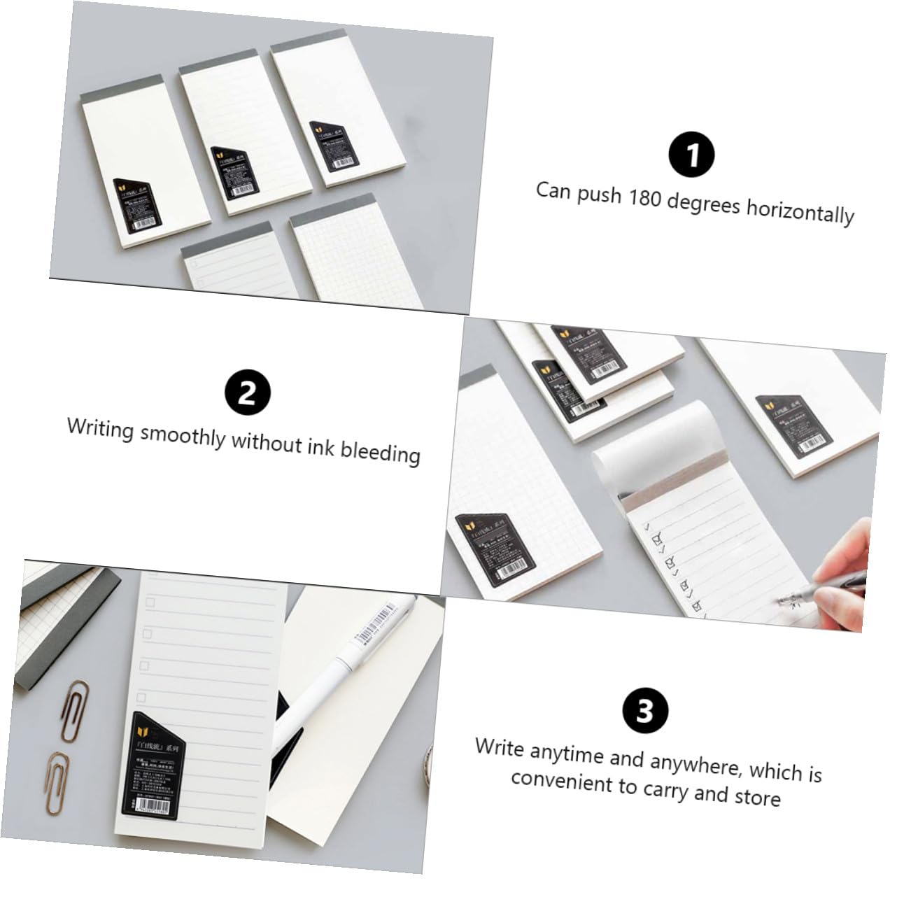 INOOMP Creative Mini Notepads 4pcs Set – 2 Blank and 2 Ruled Pocket Notebooks for Office Stationery, Student Note Pads, Simple Practical Writing Notebooks for Study and Work Use