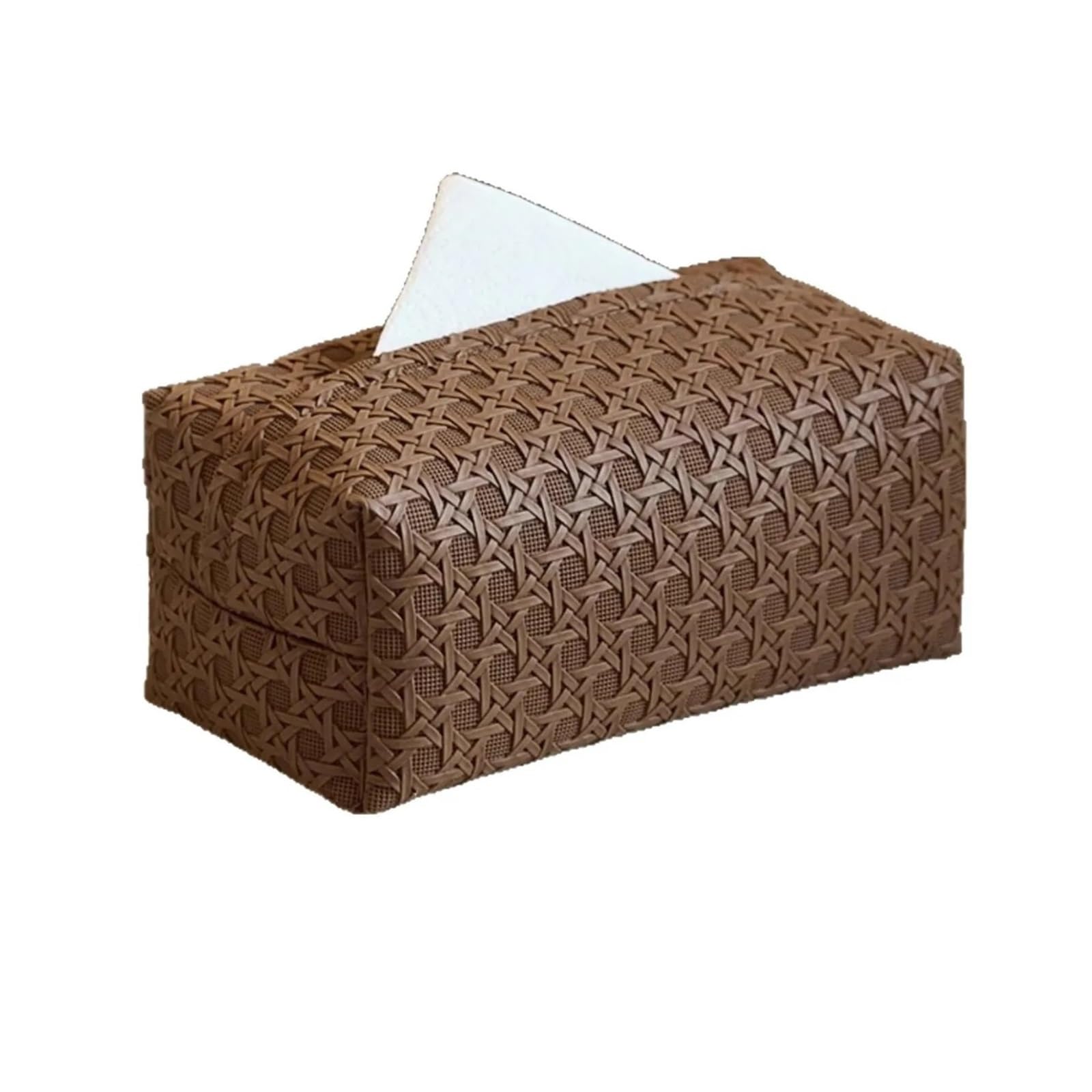 Boîte à mouchoirs pour voiture et chambre en cuir tressé marron étanche