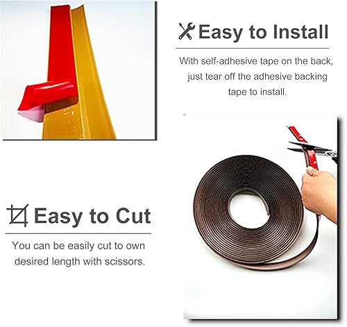 Miniatura 5 de Tira de transición de umbral de PVC, tira ligera para bordes para alfombrasazulejos de madera, incluye tiras autoadhesivas (negro)