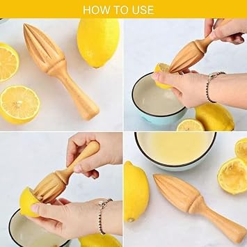 Wooden Citrus Reamer, Handheld Hand Citrus Lemon Juicer, Portable Fruit Squeezer, Kitchen Juicing Tool, Manual Orange Lemon Juice Reamer for Daily Home Bar Cafe Restaurant Use, Manual Juicers