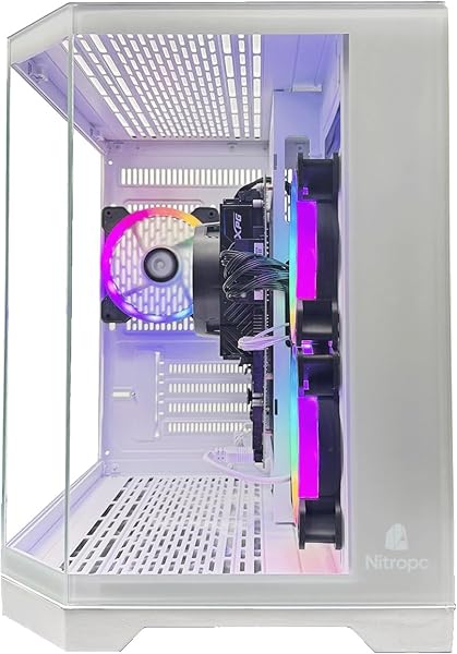 NitroPC - Bronze Plus Pack | Full Gaming PC (AMD Ryzen 5 5655G 6/12 4.6GHz, RX Vega 7, 16GB RAM, M.2 1TB, Windows 11 Pro, RGB | WiFi, 24" Display, Keyboard, Mouse, Headphones) Desktop PC (White) - 5
